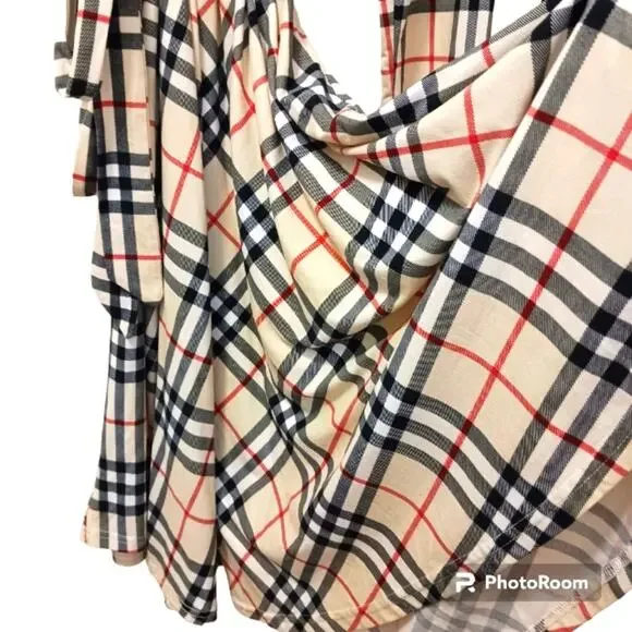 Diphi LiLi Plaid Dress Sz XL Tan Black V-Neck Button Down Fit & Flare Preppy VNT - Picture 10 of 13